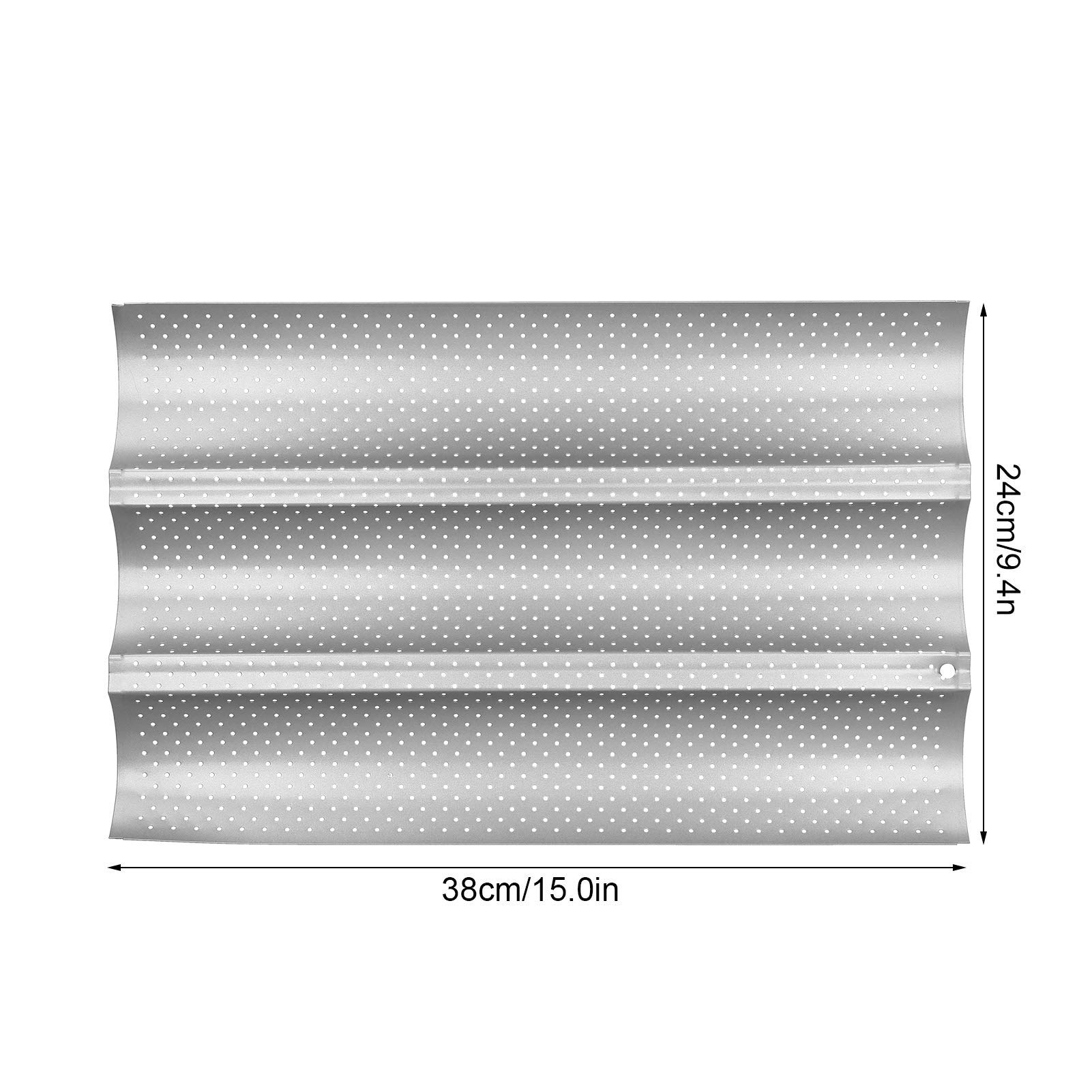 Perforated Baguette Pans, Stainless Steel Baking Tray for French Baguettes Bread Italian Bread Kitchen Accessories(3-Row)