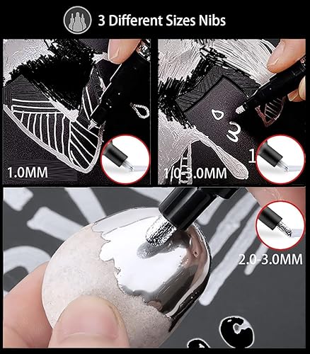 Miniatura 7 de Rotuladores metálicos de cromo líquido, 3 rotuladores metálicos a base de aceite de cromo líquido plateado para cualquier superficie