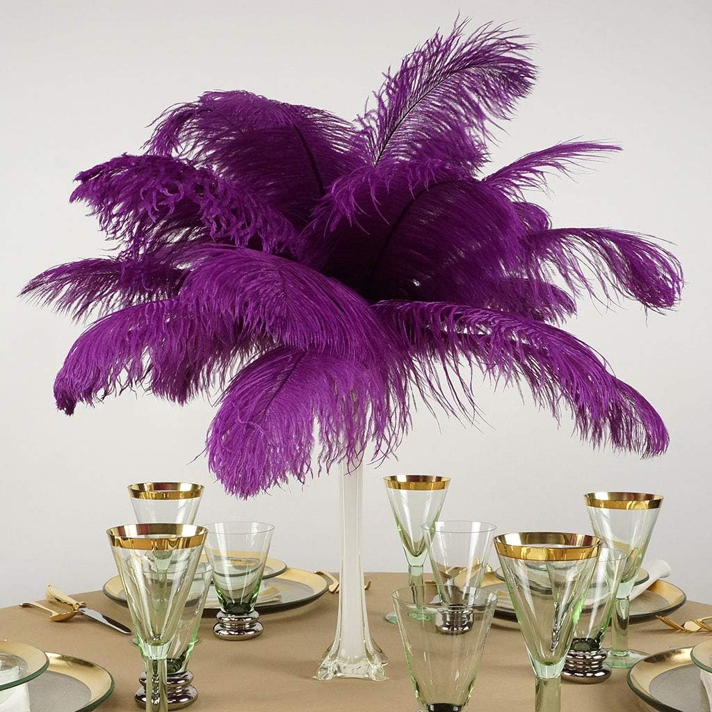 ZUCKER Ostrich Feathers for Centerpieces- Wedding Decorations- Feathers for Crafts, 12 Pieces, 13-16 inch, Very Berry