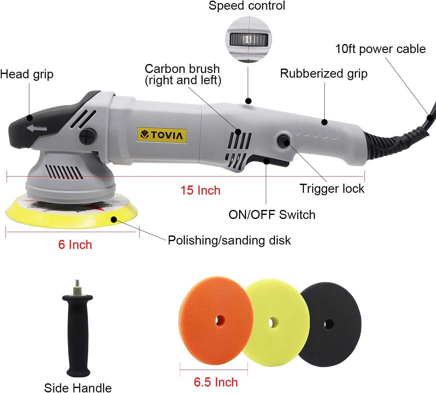 Blасk Frіdау 🔥 Buffer Polisher, T TOVIA 6 Inch Variable Speed Dual Action Random Orbital Car Tiles Polishing Machine with 3 Foam Pads, Boat Detailing Kit for Polishing, Waxing, Buffing, Sanding Onе-Dау Sаlе: Uр tо 60% оƒƒ Buffer Polisher, T TOVIA 6 Inch Variable Speed Dual Action Random Orbital Car Tiles Polishing Machine with 3 Foam Pads, Boat Detailing Kit for Polishing, Waxing, Buffing, Sanding