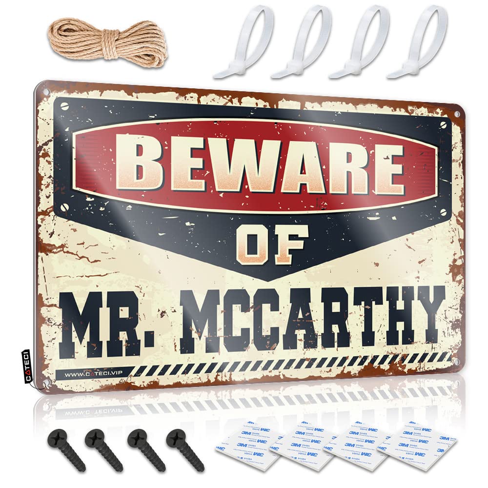 Tin Metal Bar Signs Beware Of Mr. Mccarthy Tin Sign Stuff For Boys Room Stuff For Boys Room(30X40CM)