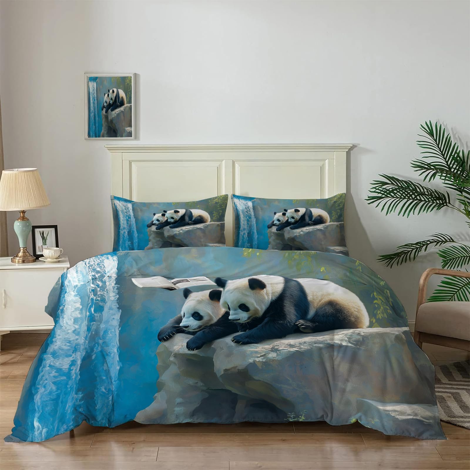 Housse de couette 240x260cm anti-plis parure de lit microfibre animaux sauvages