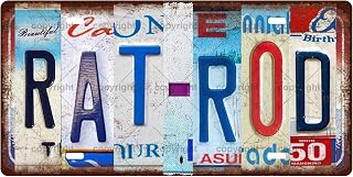 RAT ROD Vintage Metal Tin Sign License Plate