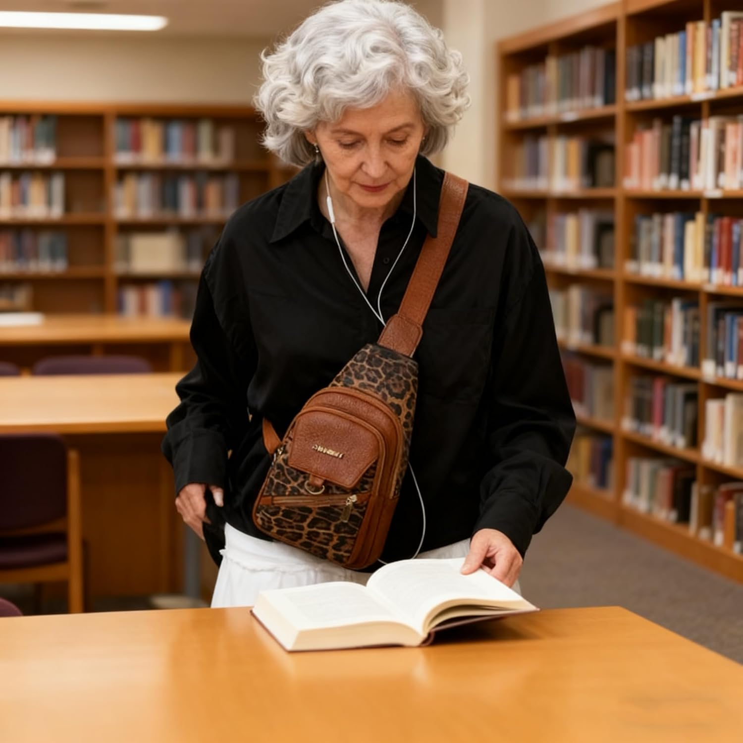 Sling Bag for Women, Leopard Print Crossbody Bag for Women Travel - Water-Repellent PU Leather-Inspired Fanny Pack with Multi-Pockets, Adjustable Strap, Ideal for Commute/Daily/Sports, /Holiday Gifts - Image 3