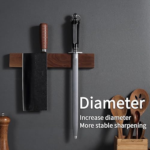 Miniatura 4 de Afiladores profesionales de acero para afilar cuchillos de 12 pulgadas, varilla de afilado de alto carbono, líneas finas, alta dureza, afilado de
