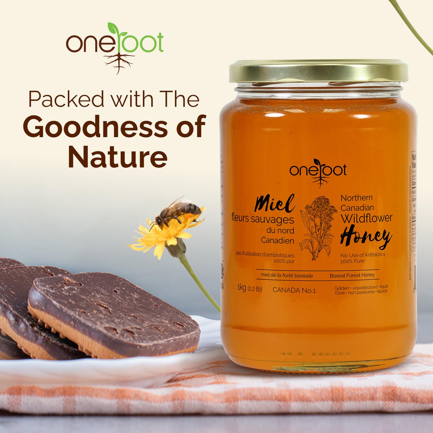 Amazon.com : OneRoot Natural Wildflower Honey - 2.2 lbs / 1kg