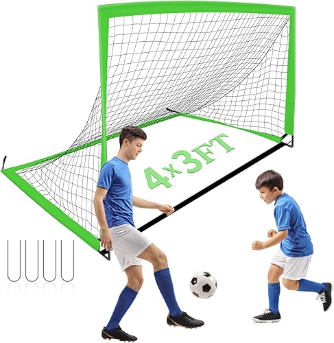 1 Pack Pop Up Soccer Goal, Portable Soccer Goal Net for Backyard, Indoor and Outdoor, Soccer Net 4x3ft6x4ft9x5ft with Stakes for Kid, Toddler,