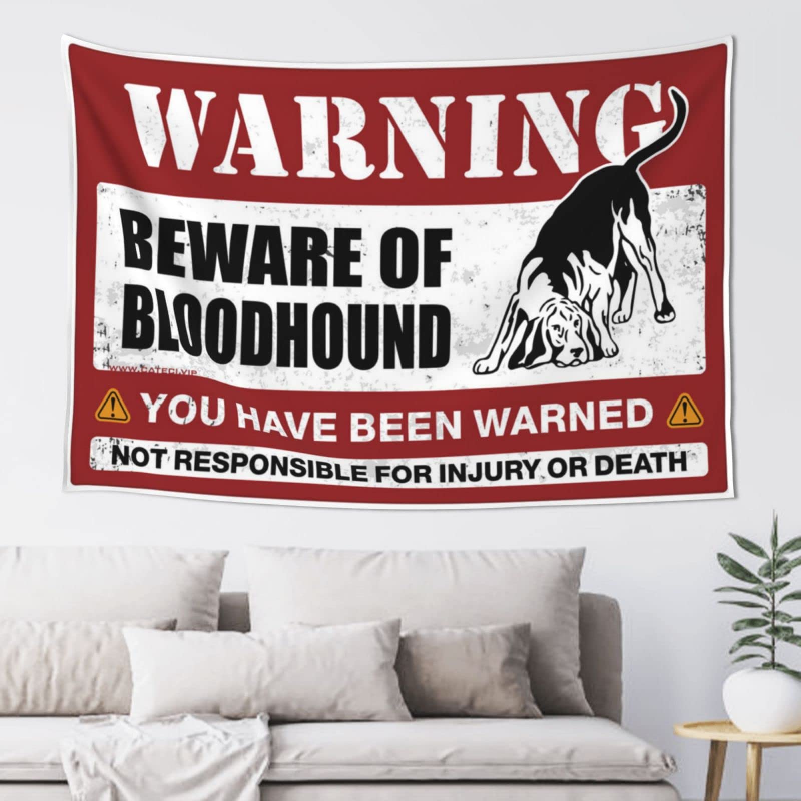 PRAVOXI Stuff For Your Room Beware Of Bloodhound Tapestry Custom Tapestry Tapestries Room Decor(75X100CM)