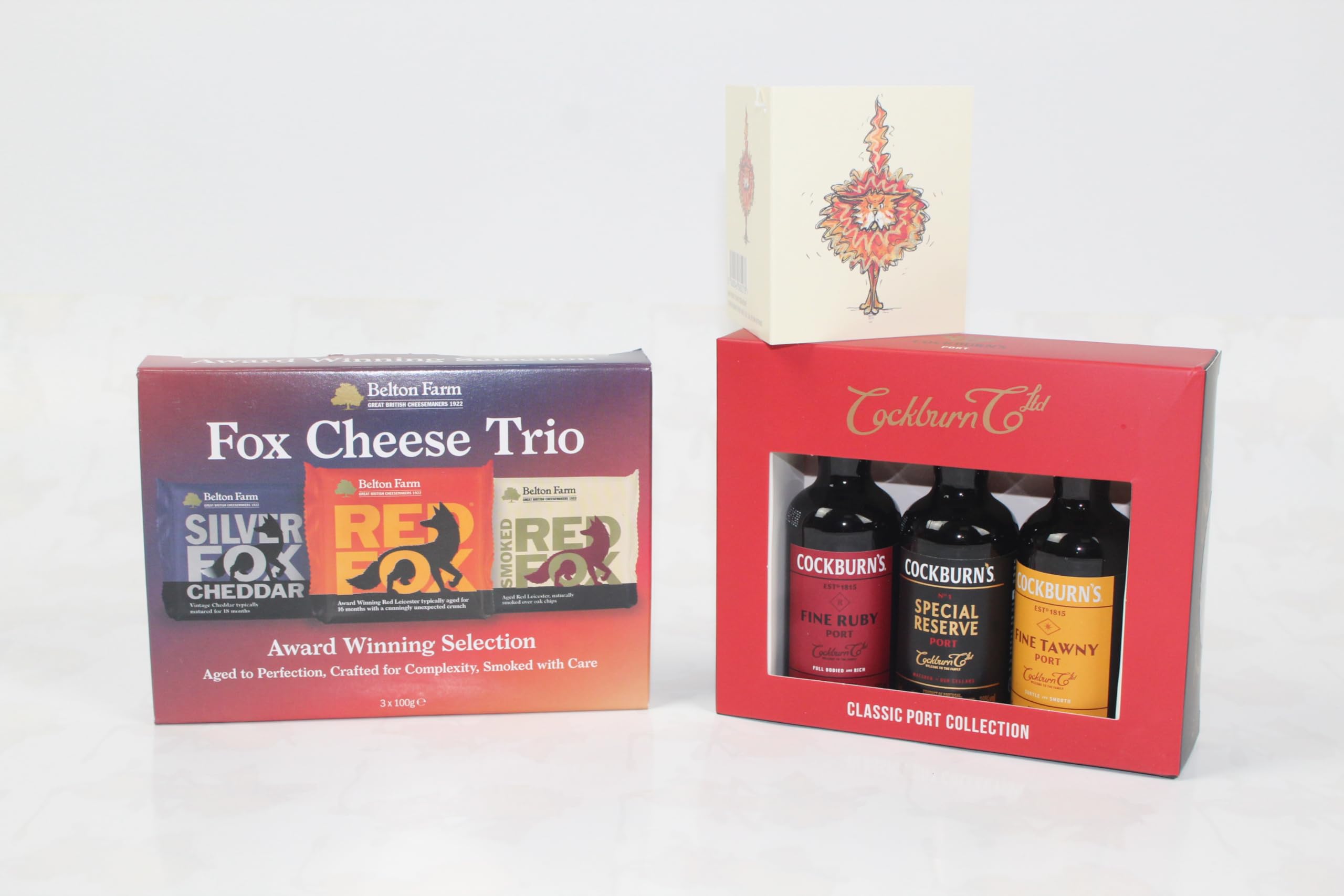Gift Set - Luxury 5 Star Gift - - Anniversary Present, Birthday, Congratulations Gift, For Women and Men. Ultimate cheese trio and Cockburn's port trio gift set, Christmas or birthdays.
