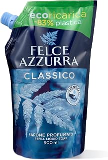 Felce Azzurra - Ricarica Sapone Liquido Mani e Viso Classico Profumato, Igienizza e Idrata, Sapone Mani e Detergente Viso Gel per Igiene Quotidiana, Delicato e Dermatologicamente Testato, 500 ml