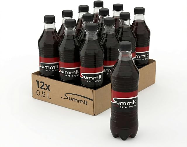 Summit Cola Zero – 12x0,5L PET inkl. 3,00€ EW Pfand – kalorienfreie Cola, 0% Zucker, spritzig & erfrischend im Vorratspack