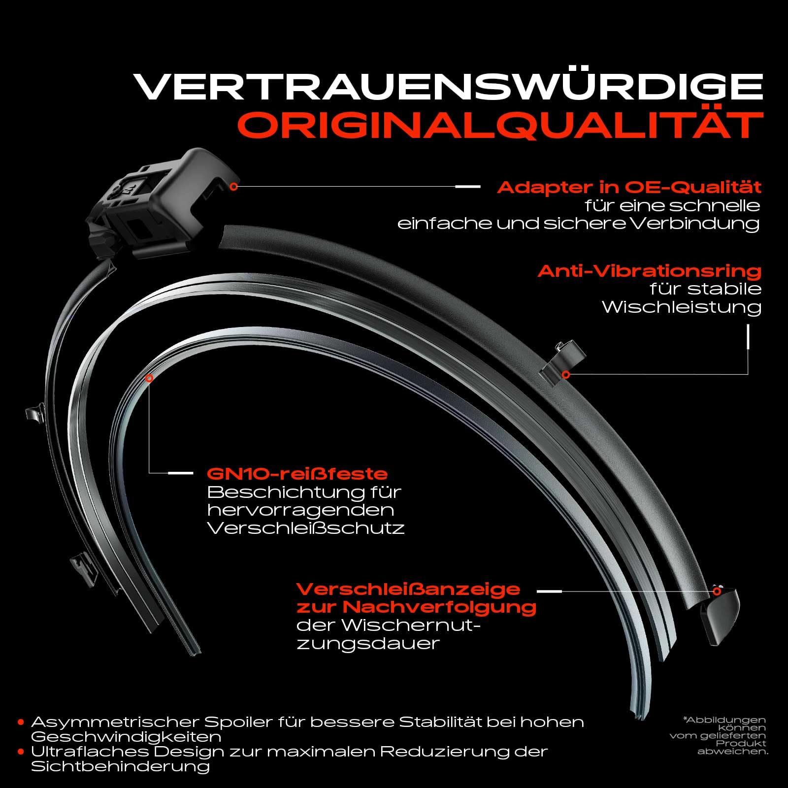 Frankberg 2x Tergicristalli Spazzole Tergicristalli Anteriore 600mm/350mm Compatibile con M.GZS SUV AZS1,M.GZS SUV ZS32, compreso indicatore di usura e panno per la pulizia
