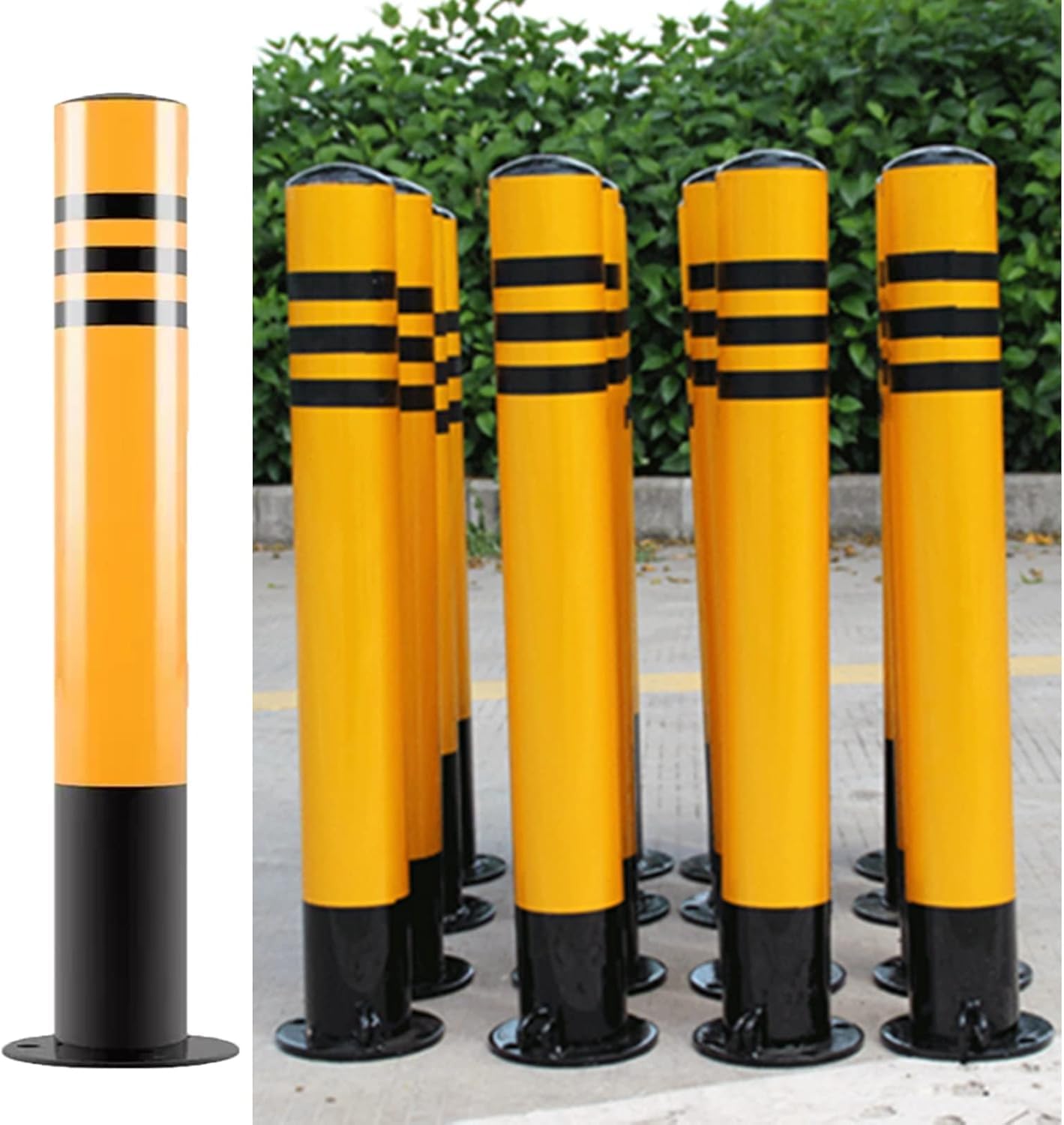 Paletto di delimitazione C1, segnale di attenzione per vialetto, coni per delimitare parcheggi, dissuasore di sicurezza stradale in acciaio ad alta resistenza (1 confezione da 100 cm/39,3 pollici)