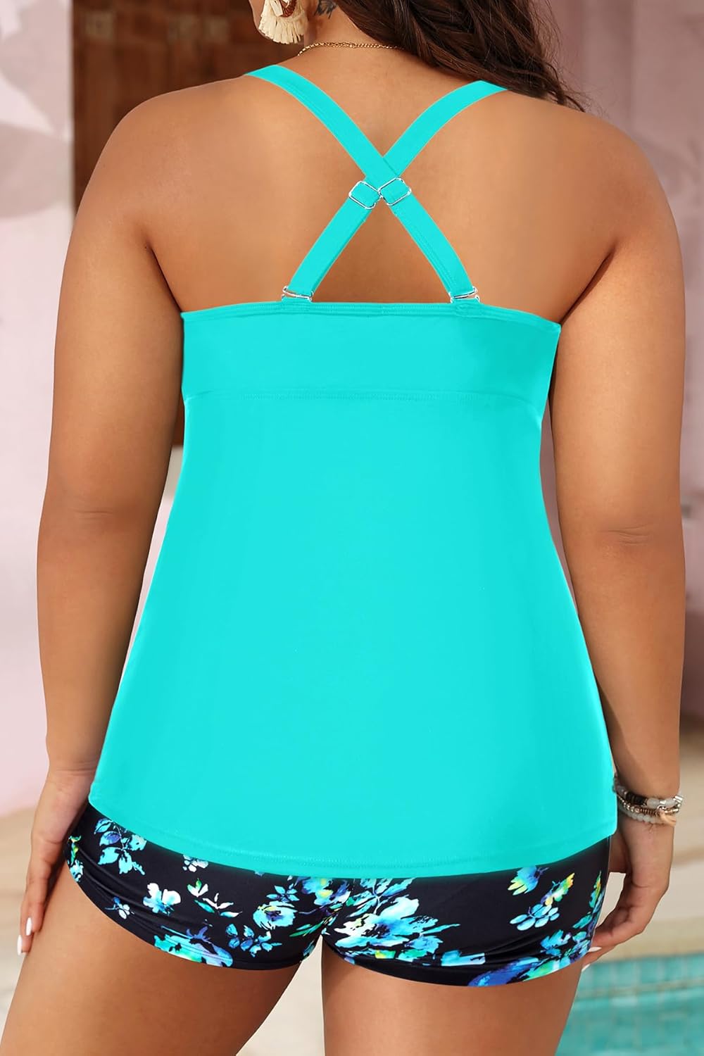 Daci Women's Plus Size Tankini Swimsuit - Two Piece Bathing Suit with Shorts Tummy Control Swimwear with V-Wire 2025 - Image 3