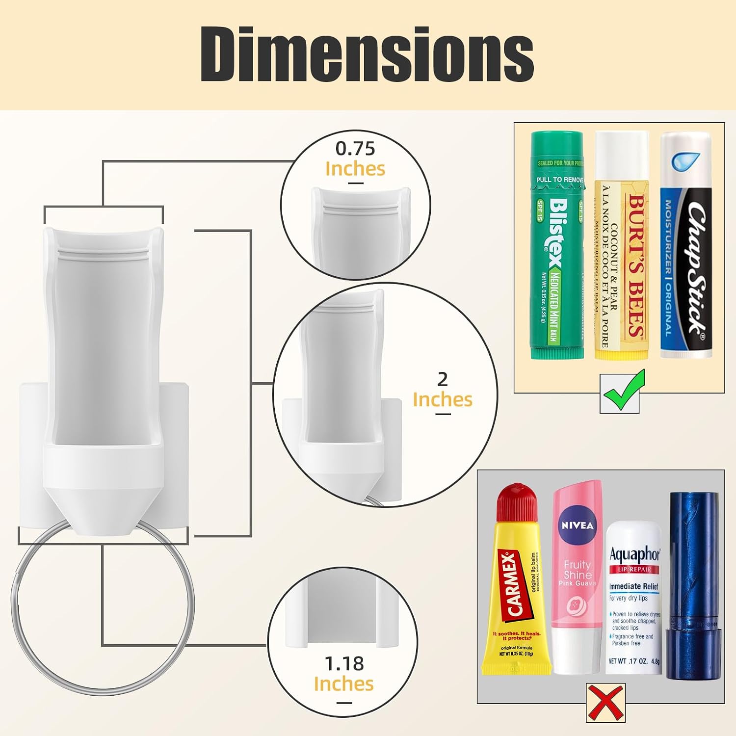 Chapstick Keychain Holder - 2 in 1 Holder, Lip Balm Attachment for Stanley 40oz Tumbler Cup, white