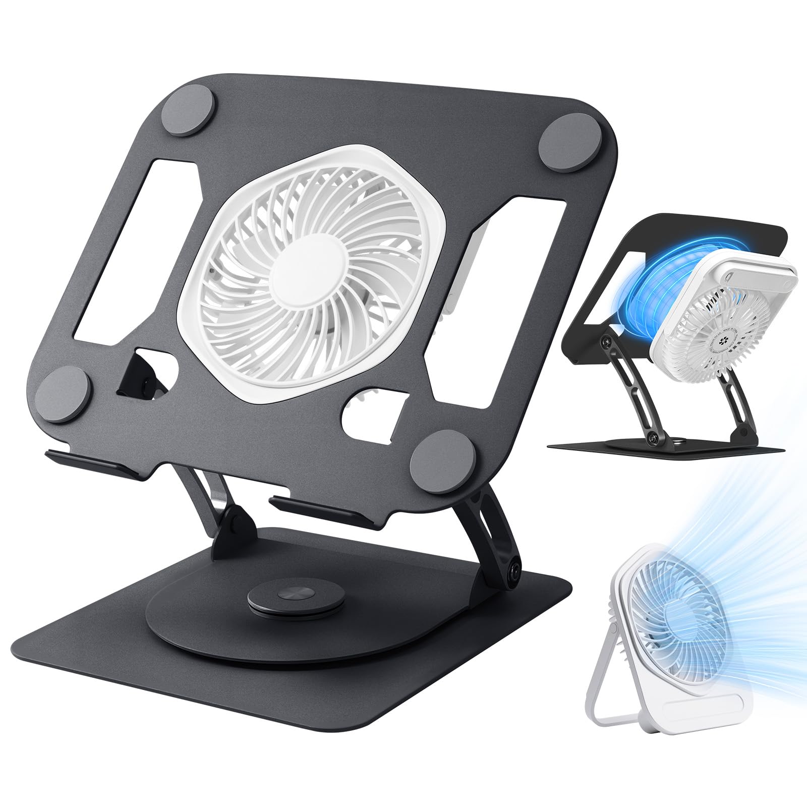 SHUWEI Soporte de refrigeración para portátil con ventilador de escritorio, color negro