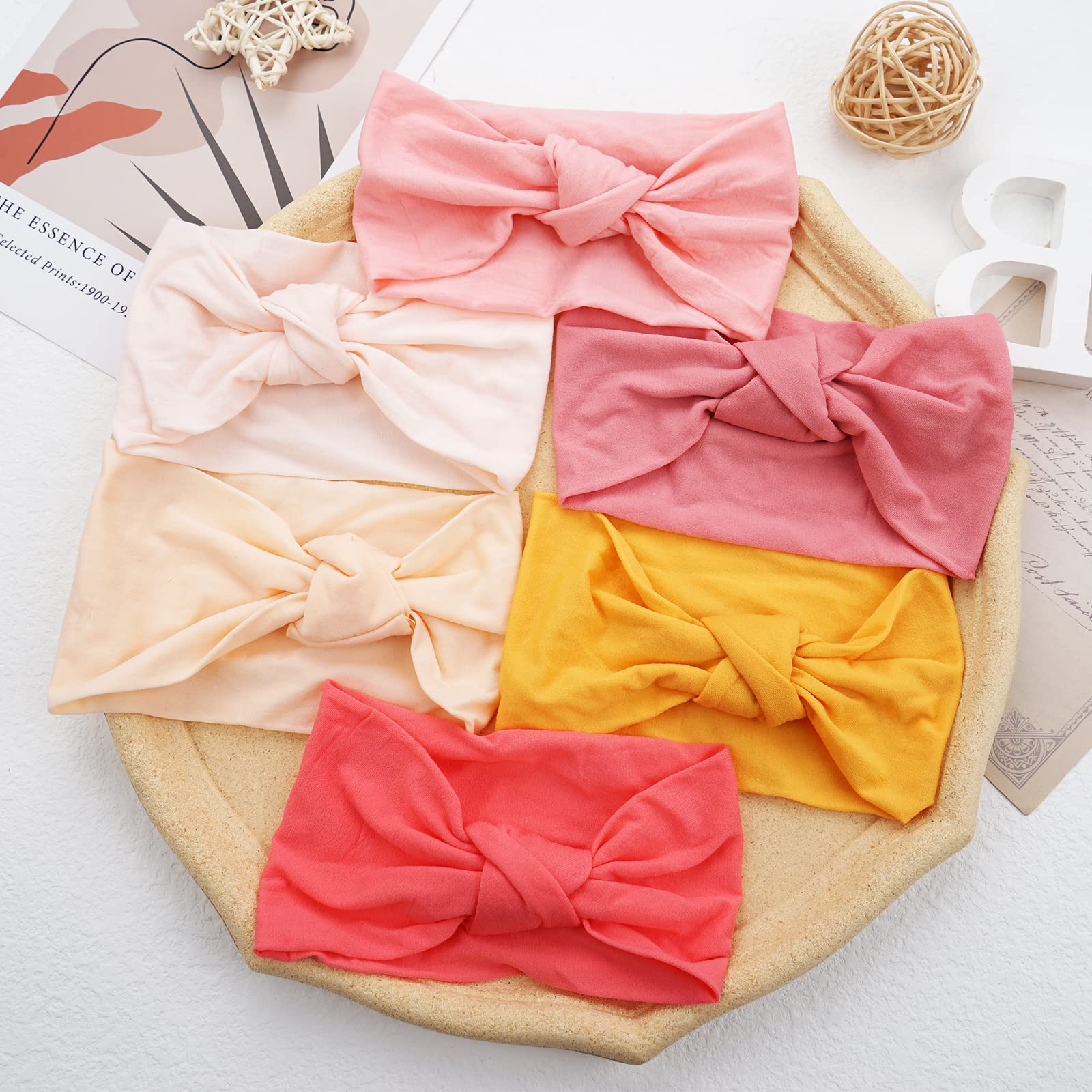 Paquete de 23 diademas de nailon para bebé, diadema con nudo superior, elásticos, accesorios para el cabello hechos a mano para bebés, recién nacidos, niños y niños