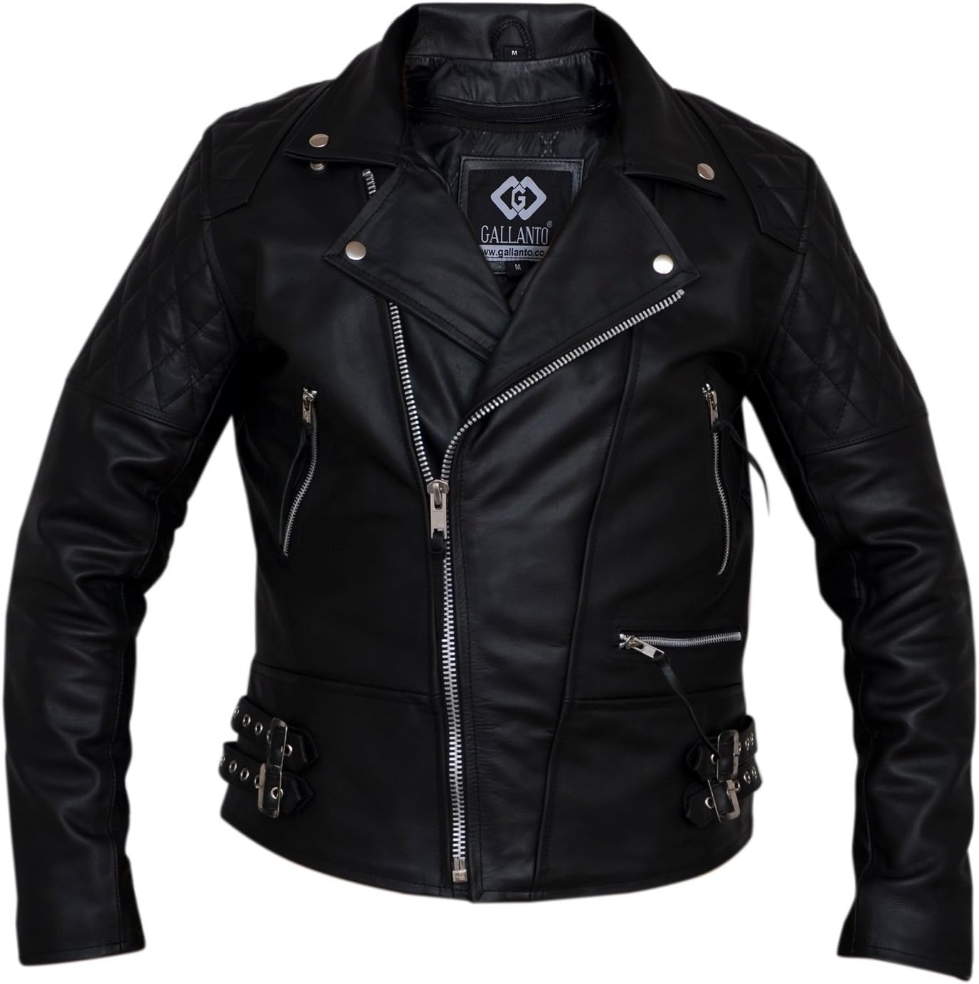 Gallanto Genuine Cowhide Mens LeatherJackets-YKK Zippers-Adjustable Waist Buckle-Removable Lining-2 Side Zippered Pockets-Stylish & Durable