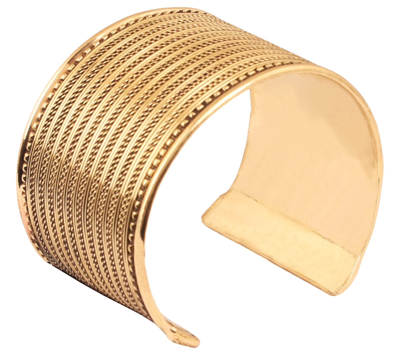 Touchstone Indian Bollywood Desire Brass Base Exotic Workmanship Free Size Cuff Bracelet in Antique Gold Or White Or Copper Tone for Women.