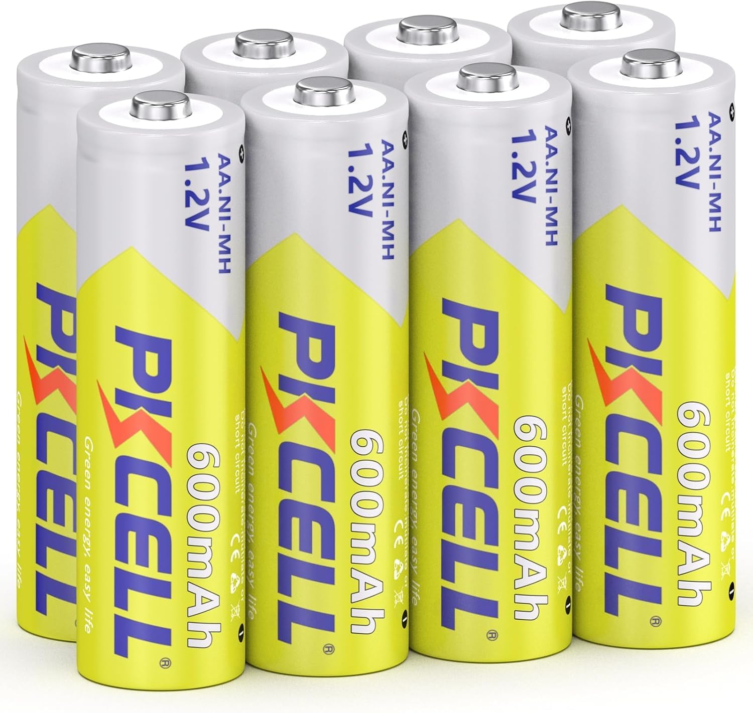 Product image of PKCELL Rechargeable AA 600mAh Battery,Ni-MH Battery,Pre-Charged Battery for Garden Solar Light Lamp (8-Count AA600mAh)