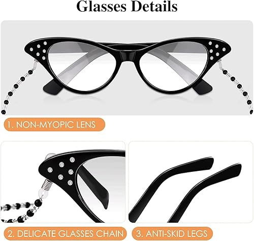 Miniatura 4 de URATOT Juego de peluca de 5 piezas para niños de 100 días de escuela, peluca con cadena de gafas, collar de perlas, pulsera, lentes