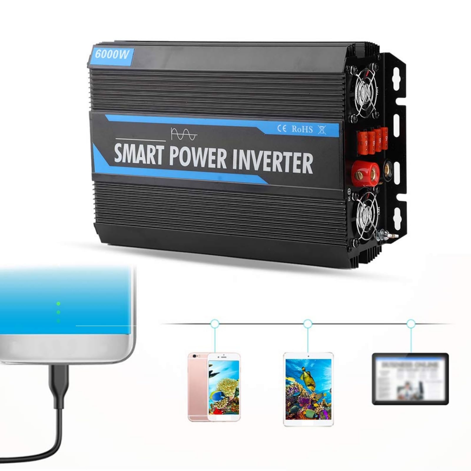 Przetwornica napięcia samochodowego, 5000 W, 12 V do 220 V, czysta fala sinusoidalna, transformator, akcesorium samochodowe, do podróży/biwakowania/zasilania