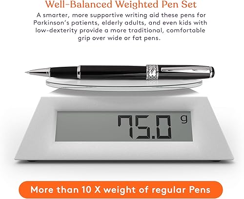 Miniatura 4 de Special Supplies Paquete de 3 bolígrafos con peso para temblores de manos, baja destreza, poca fuerza de agarre y pacientes de Parkinson, caja de