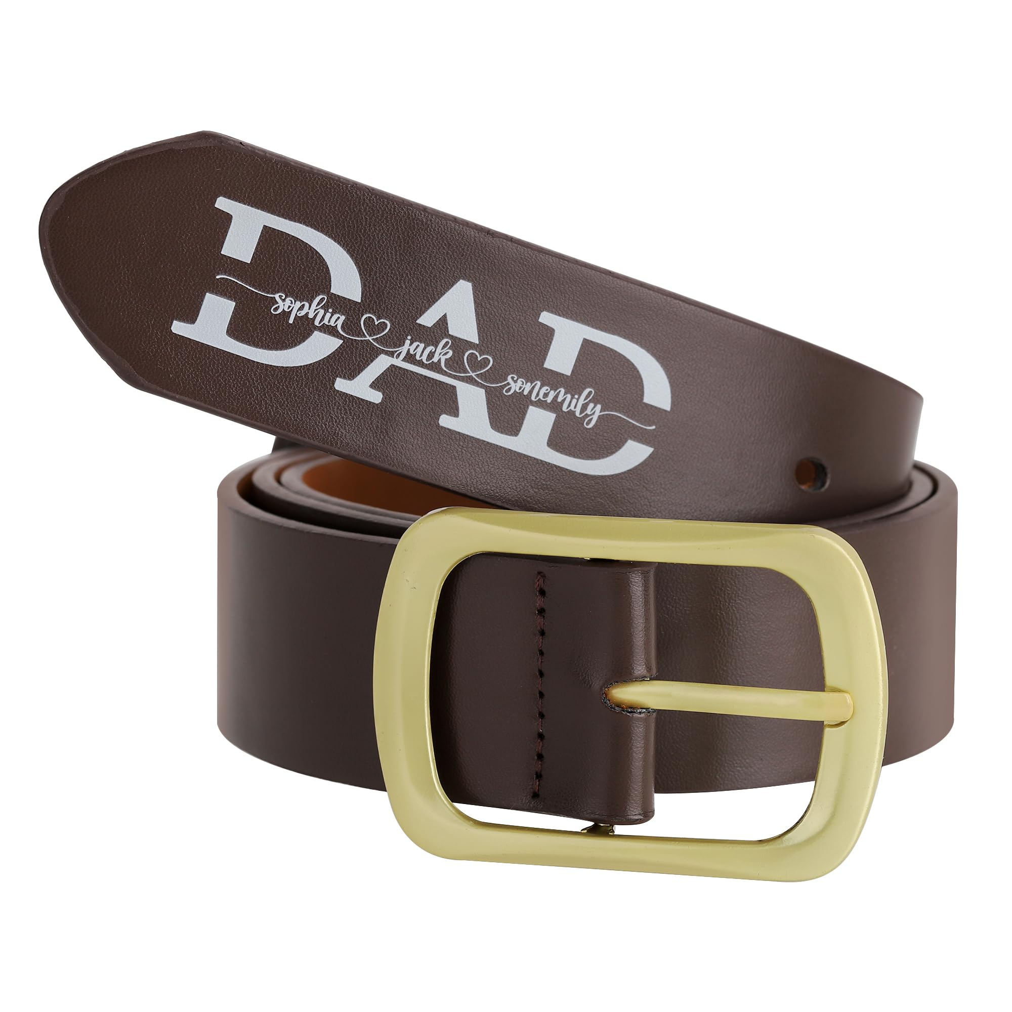 ZLPersonalized Dad Leather Belt Engraved Belt with Name Initials Custom Engraved Men's Belt for Husband Men