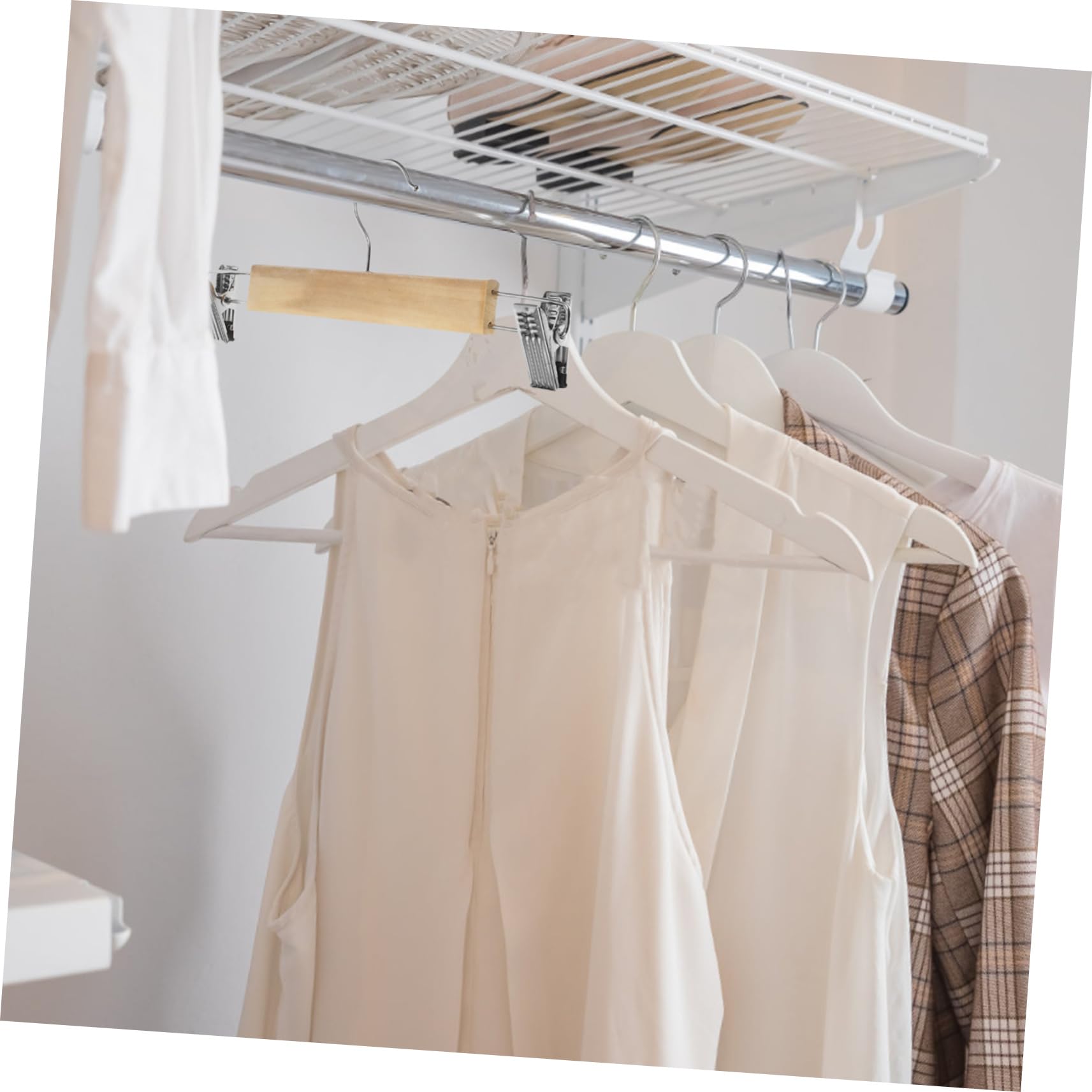 ABOOFAN Grucce per Pantaloni e Gonne con Pinze, Legno e Acciaio Inox, Set da 10 Pezzi, per Asciugare Capi senza Caduta