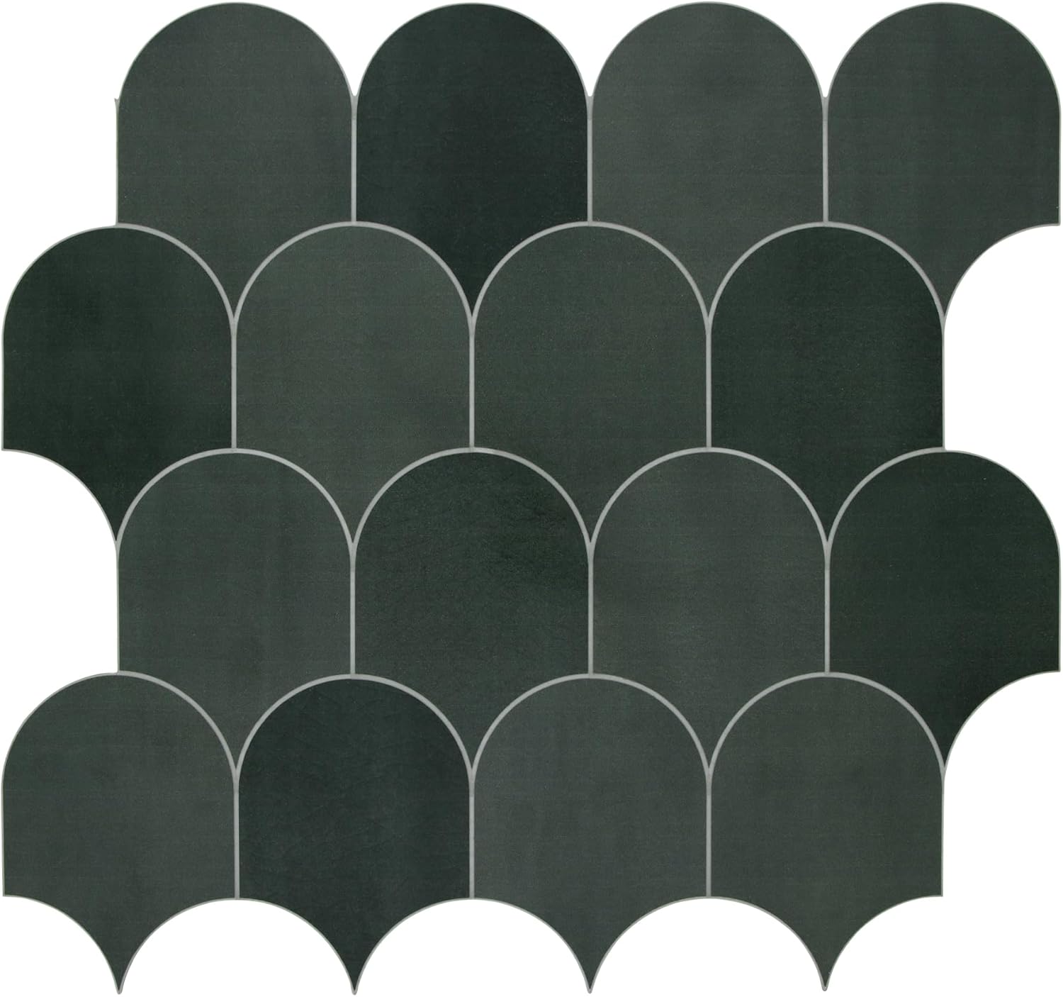 SUNWINGS Fish Scale Peel and Stick Backsplash Tile 11.4''x10.9 3D Scallop Handmade Looks Self Adhesive Wall Tiles for Kitchen Bathroom, Green 10-Sheet