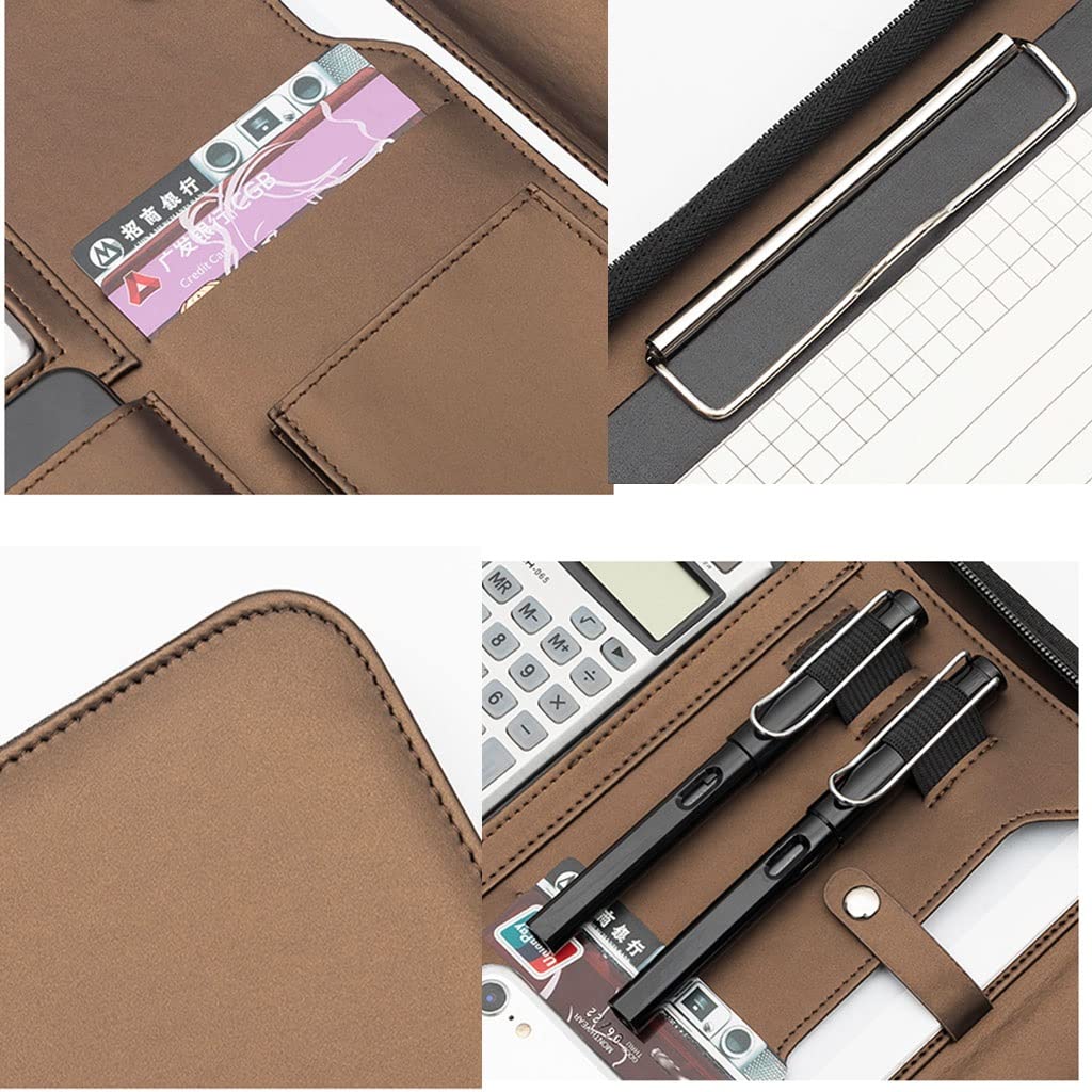 Porte Documents Porte Bloc A4 Portefeuille d'affaires Haut de Gamme à Fermeture éclair, Organiseur en Cuir PU, classeur pour Documents, Format Lettre, Porte-Cartes de Visite, pour Hommes et Femmes