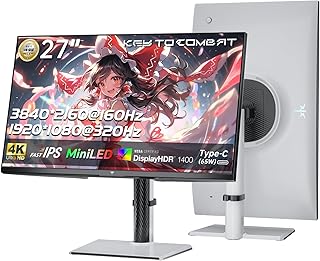 KTC 27インチ QD-MiniLED 4K@160Hz/FHD@320Hz 量子ドットデュアルモード ゲーミングモニター HDR1400 1000000:1のコントラスト比 KVM Adaptive Sync HDMI2.1*2/DP1....