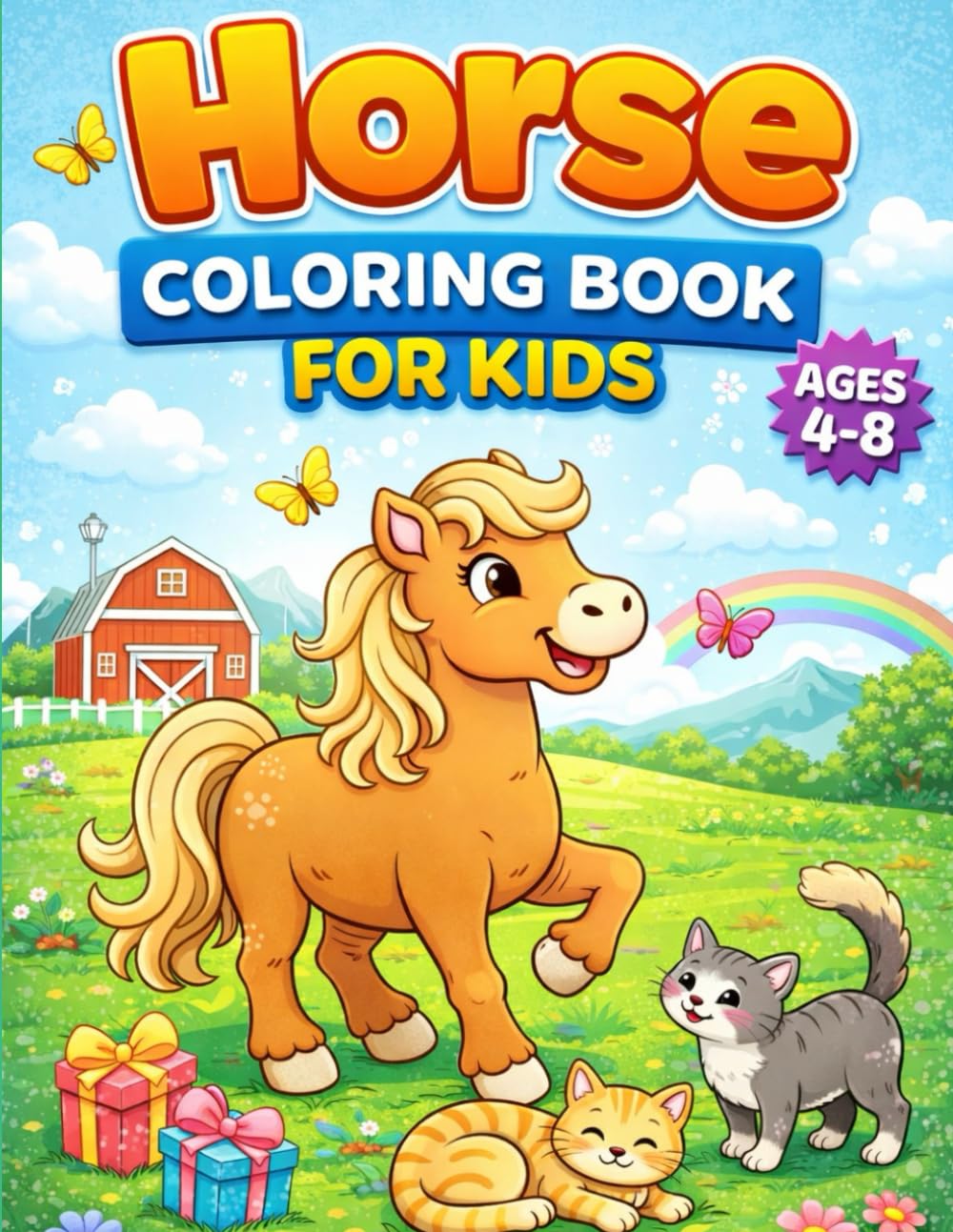 Horse Coloring Book for Kids: 55 Fun and Cute Horse Coloring Pages for Kids Ages 4–8
