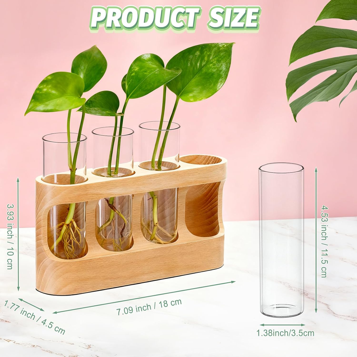 Plant Propagation Station with Wood Stand, Glass Terrarium for Hydroponics Live Plants Christmas Gifts Gardening Gifts for Women Mom 3 Lighting Modes 9 Brightness Levels Home Indoor Decor Unique - Image 2