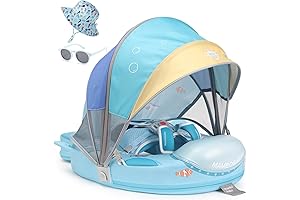 Mambobaby 2024 Float with Soft Canopy, Non-Inflatable Solid Baby Swim Float
