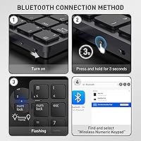 Vista 2 de havit Teclado Numérico Bluetooth Inalámbrico Teclado Numérico Portátil Mini de 26 Teclas para Contabilidad Financiera, Recargable, para Windows
