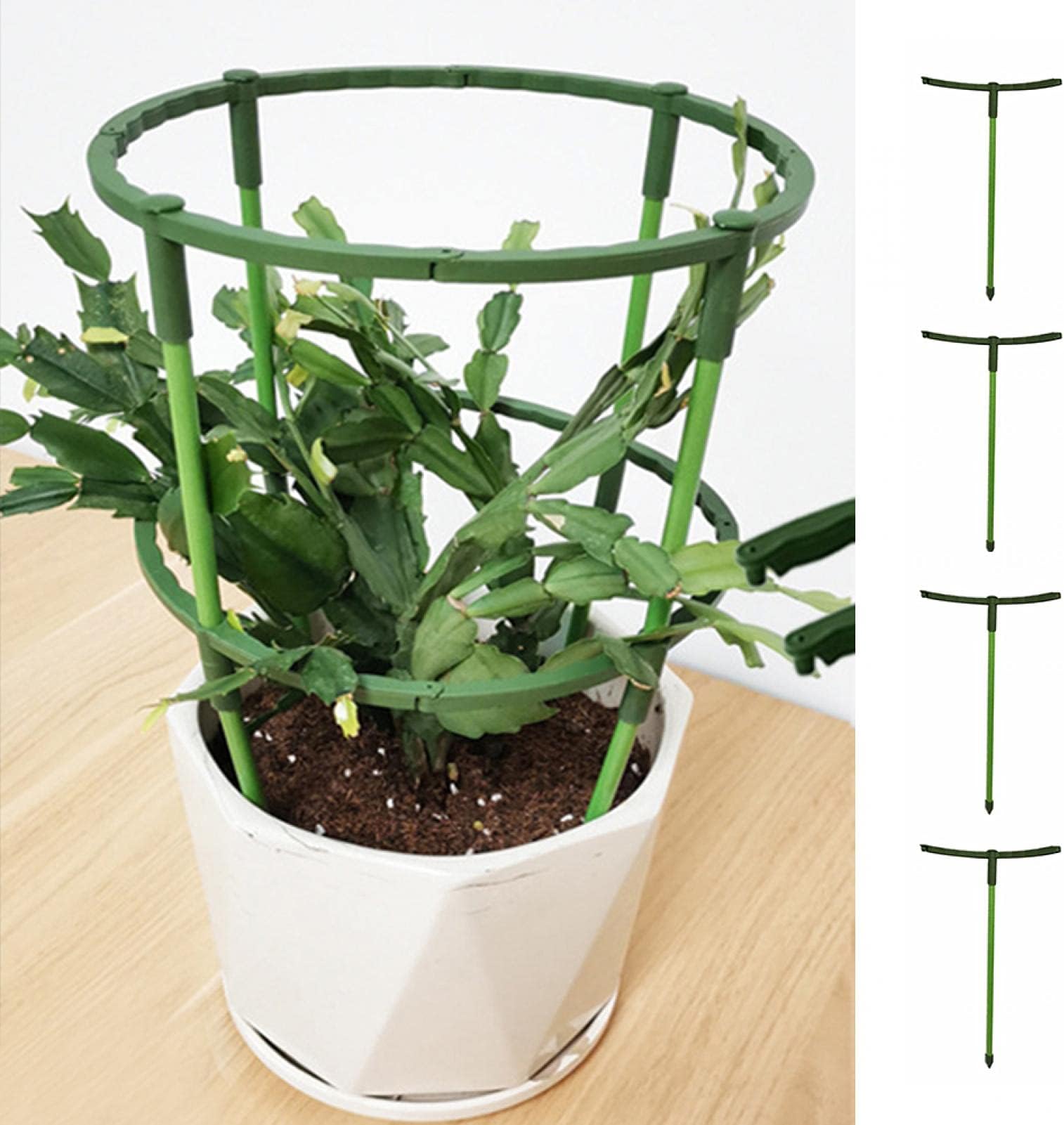 Plant Support Plant Stakes, Plant Support Ring Plastic Plant Cage Holder Flower Pot Climbing Trellis Garden Stakes for Small Plant Flower Vegetable (Size:C,8pcs)