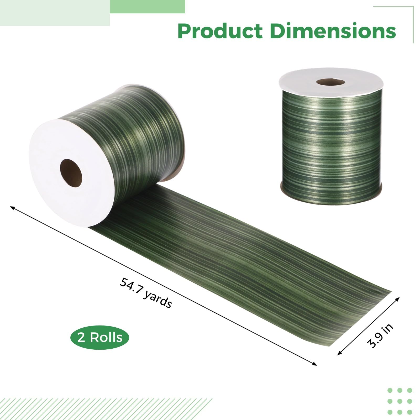 2 rollos de cintas florales de hoja de Ti verde, cintas de plástico decorativas impermeables para arreglos florales, manualidades, proyectos de bricolaje, decoraciones de fiesta y boda