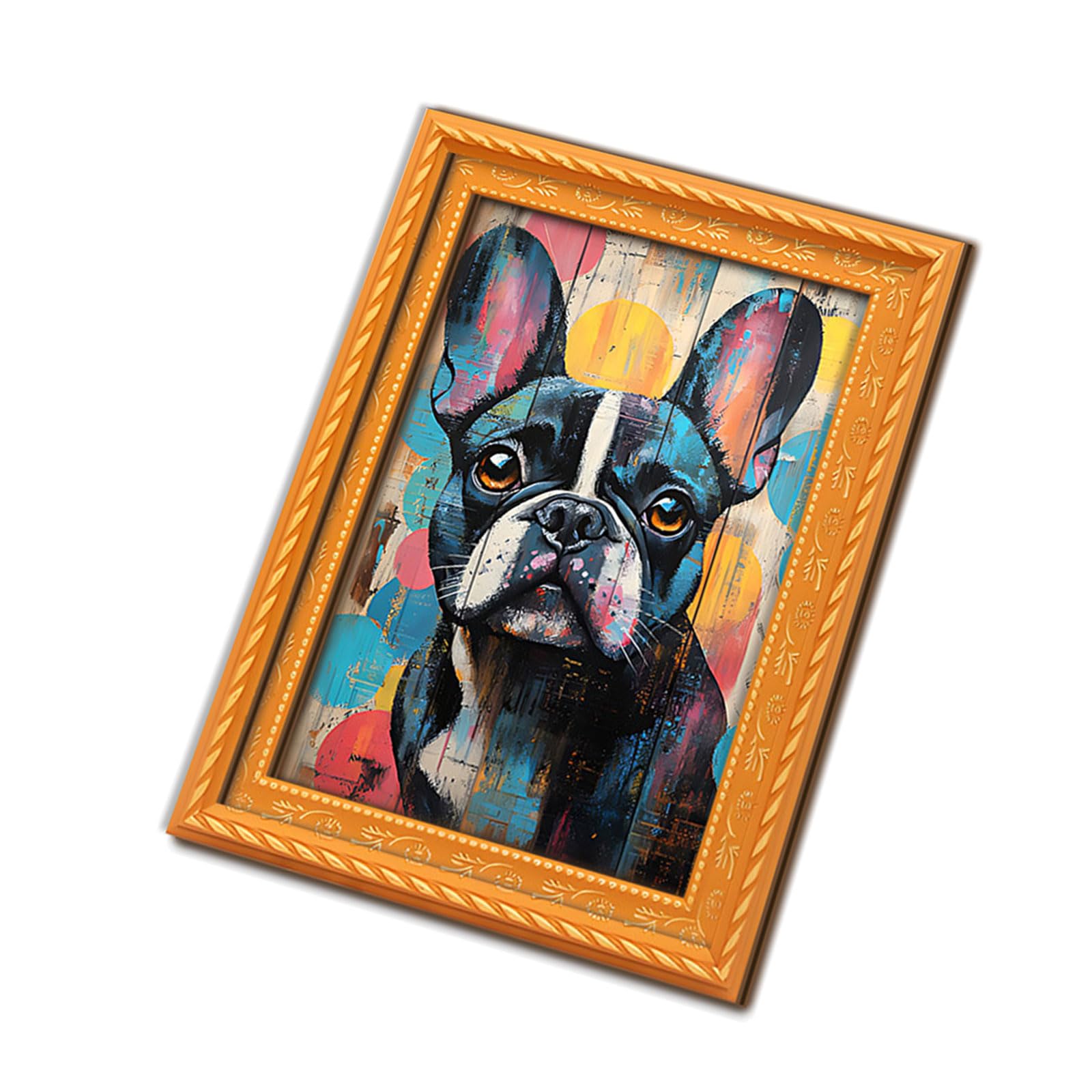 Jazuaiao Artistic Dog Themed Refrigerator Magnets Natural Wood Frame Fridge Magnets for Kitchen Decoration Painting Pattern Soft Stickers