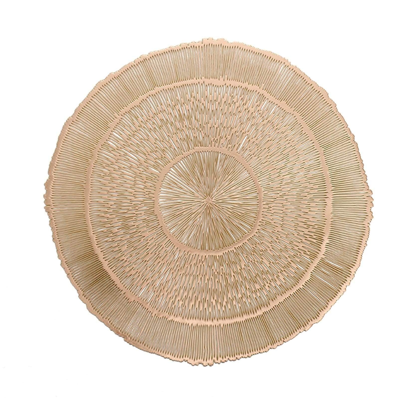 Juego de 8 manteles individuales decorativos navideños, elegantes, 38 cm, redondos, con patrón dorado, PVC