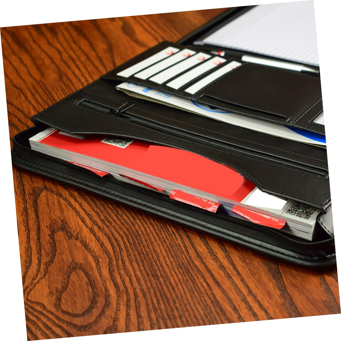 DOITOOL Organizador De Carpetas De Negocios 2 Unidades Tarjetero Carpeta De Datos Carpeta A4 Con Bolsa De Almacenamiento Para De Oficina Color Negro