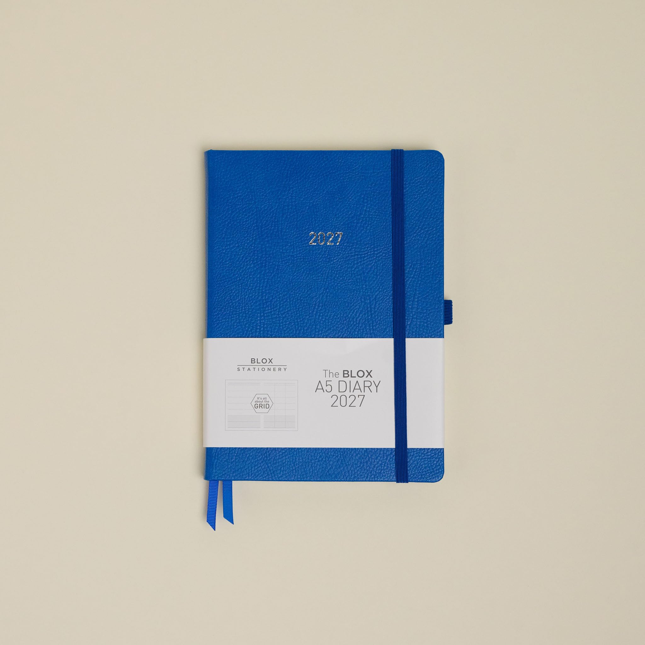 BLOX A5 Diary 2027 (Cobalt) - A5 diary - Jan to Dec 2027 - Week-To-View with 3 column GRID layout - organise your busy life - 2027 diary