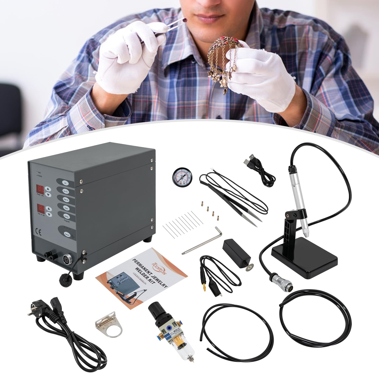 Automatische Punktschweißmaschine Automatische Puls-Argon-Bogenschweißmaschine Schmuck Punktschweißgerät Elektrische Lötmaschine für Heimwerker und Allgemeine Reparaturarbeiten 100W 50A-600A