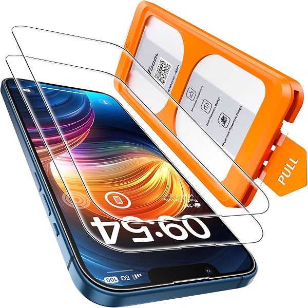 TOCOL Pellicola Protettiva per iPhone 13 6,1 Pollici, Rimozione Automatica Della Polvere, Installazione Rapida, Copertura Completa, Senza Bolle, Durezza 9H Vetro, 2 Pezzi - 1