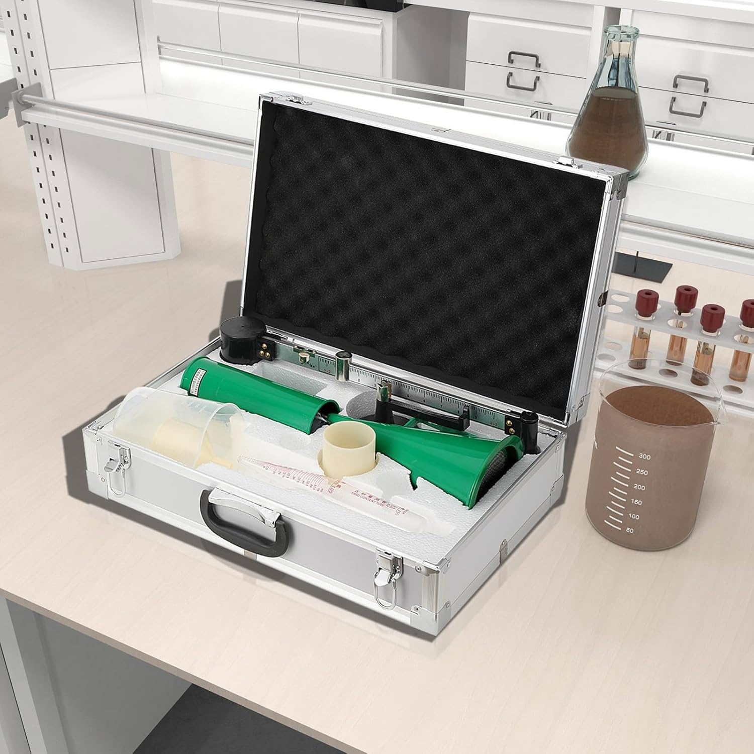 Probador de hidrómetro de lodo, viscosímetro de lodo, kit de prueba de lodo con caja de aluminio, rango de medición de 0,96-3 g/cm³, precisión de 0,01 g/cm³, reómetro de precisión para análisis de