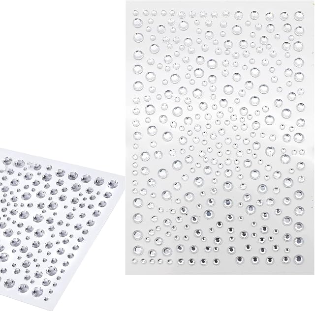 Rhinestone Stickers,325Pcs Self Adhesive Bling Rhinestone Stickers,Acrylic Crystal Stick on Gems Stickers for Makeup Tears Rhinestone DIY Crafts Jewels Clothes Festival Carnival Decor(Various Sizes)