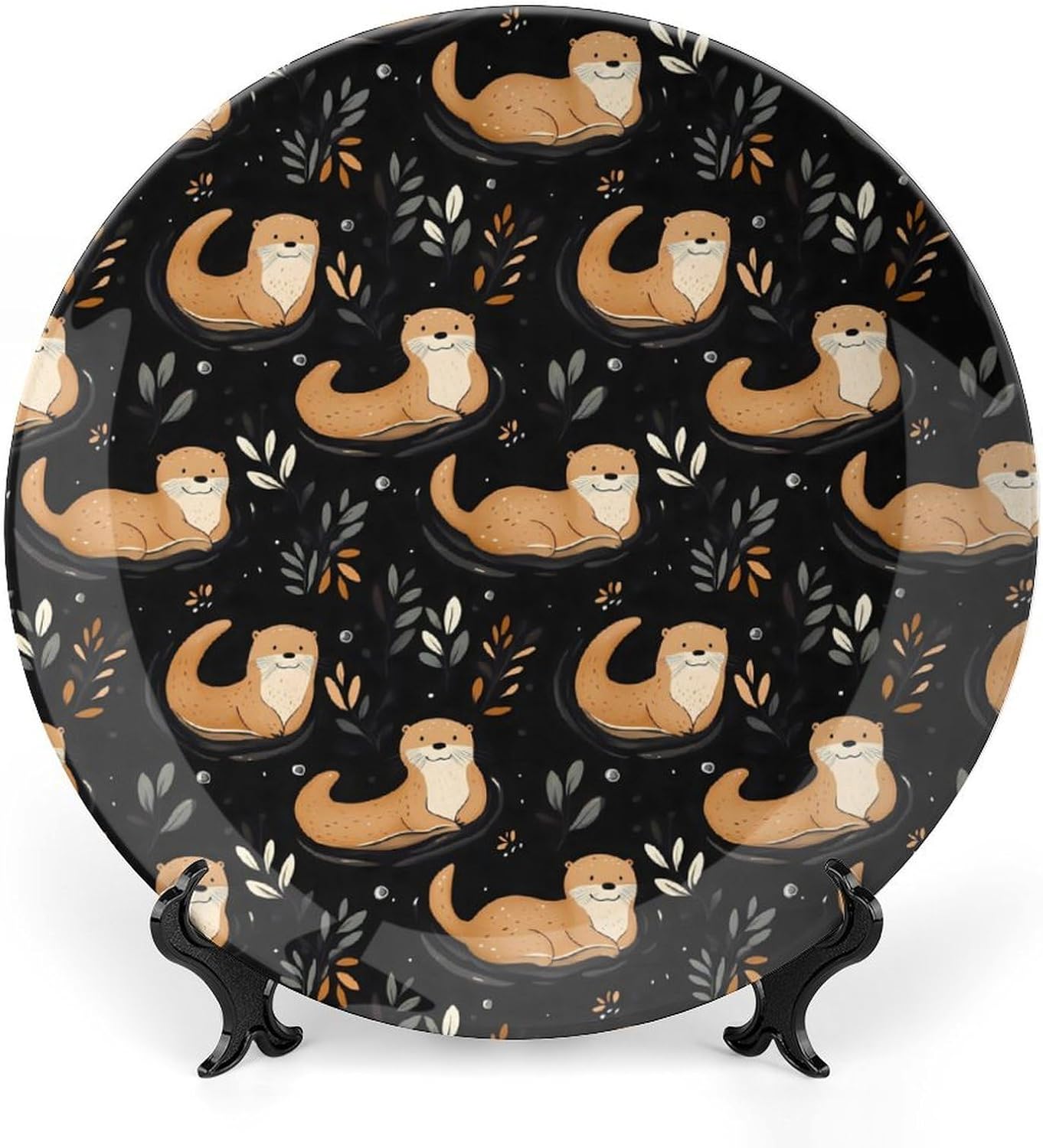 Otter Decorative Plate Tray Decor Trinket Dish Bone China Dinner Plates for Home Office Kitchen