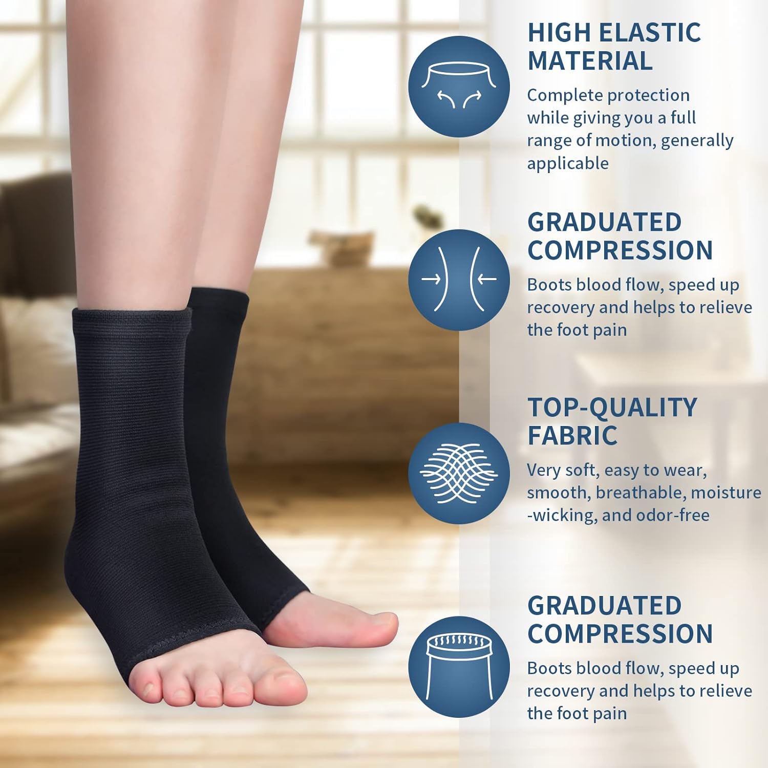 INDEEMAX Ankle Support Brace 2 Pack For Sprained Ankle, Achilles Tendonitis, Tubigrip Ankle