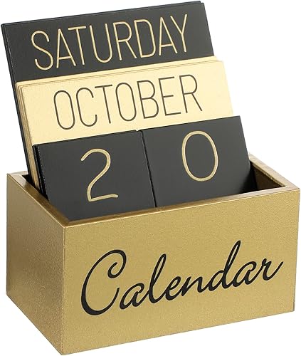 Calendario perpetuo de escritorio de madera vintage, calendario de madera, calendario de escritorio, mes, semana, fecha, accesorios para escritorio,