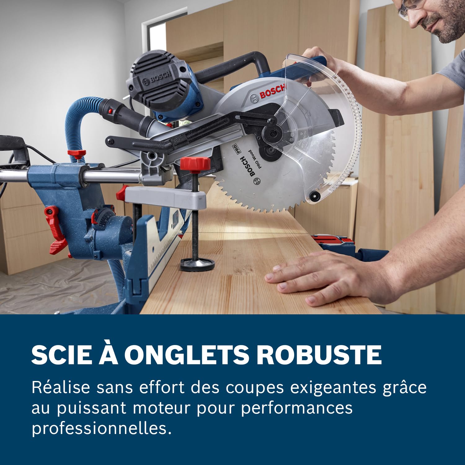 Bosch Professional Scie à onglets filaire GCM 340-305 D (inclus règle de mesure, serre-joint, sac à poussières, bloc de support, lame, clé de serrage)